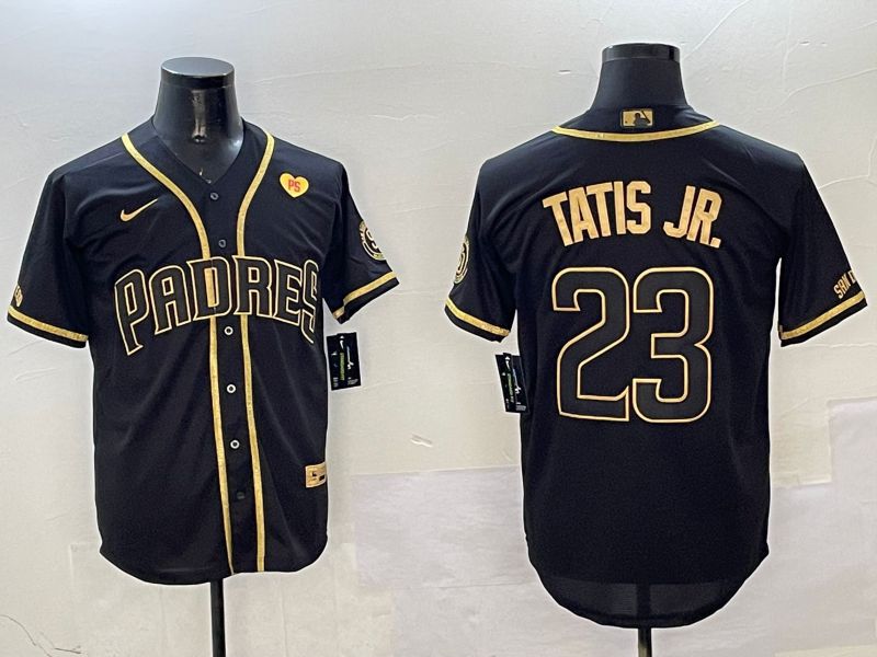 Men San Diego Padres 23 Tatis jr Black Gold Game 2025 Nike MLB Jersey style 6